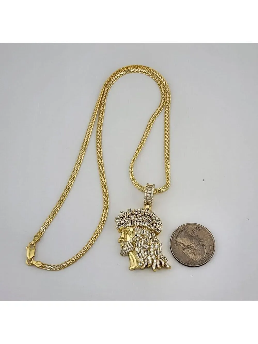 Brand New Sterling Silver 925 Jesus Side Face Necklace